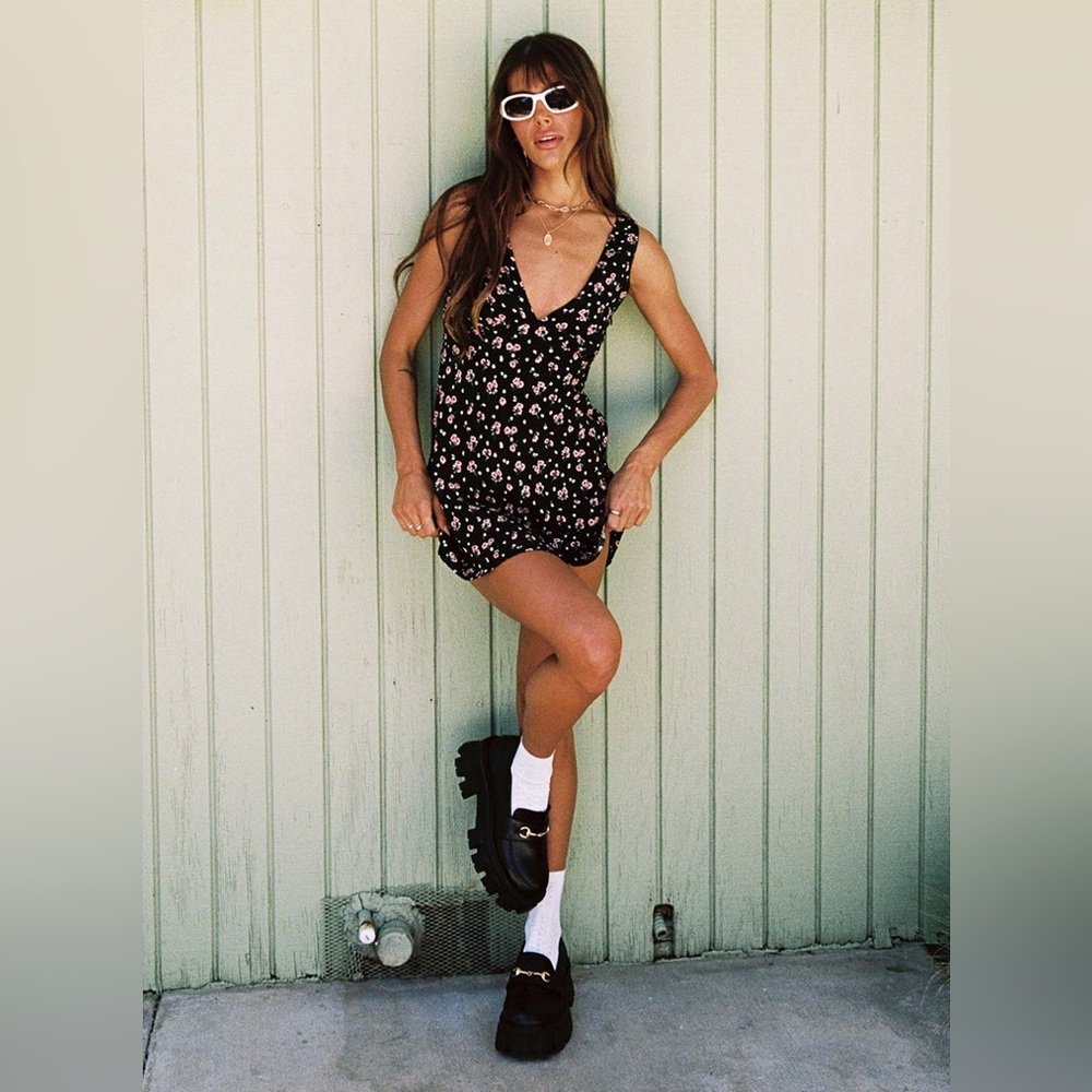Princess Polly Nellie Black Floral Mini Dress 90's